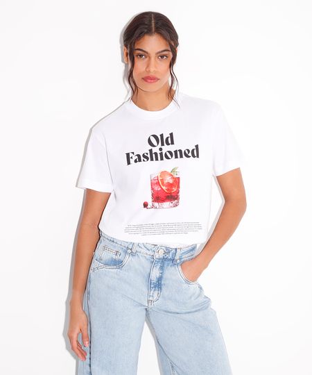 camiseta de algodão old fashioned mindset off white PP