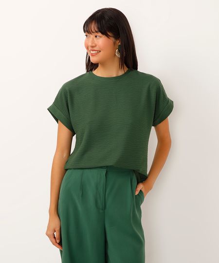 camiseta manga japonesa texturizada verde G