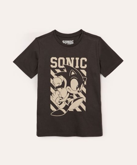 camiseta de algodão infantil sonic cinza 6 camiseta de algodão infantil sonic cinza 6