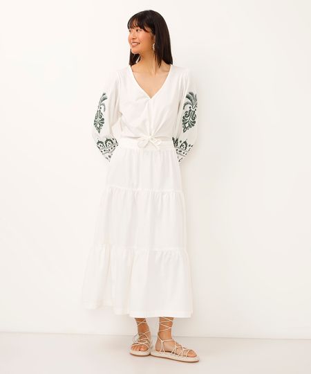 saia midi de sarja cintura super alta off white 46 saia midi de sarja cintura super alta off white 46