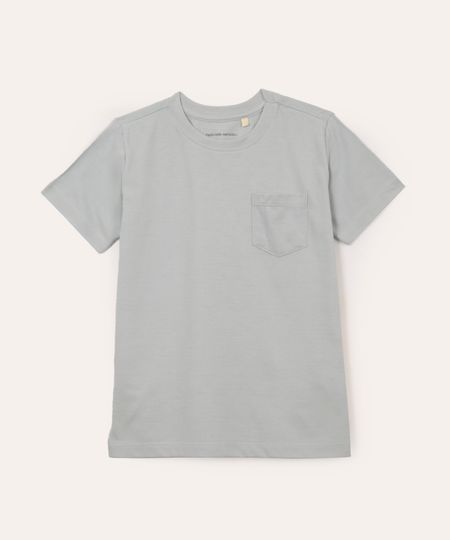 camiseta de algodão infantil com bolso azul 4
