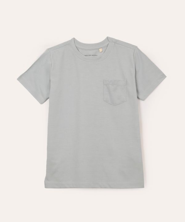 camiseta de algodão infantil com bolso azul 4