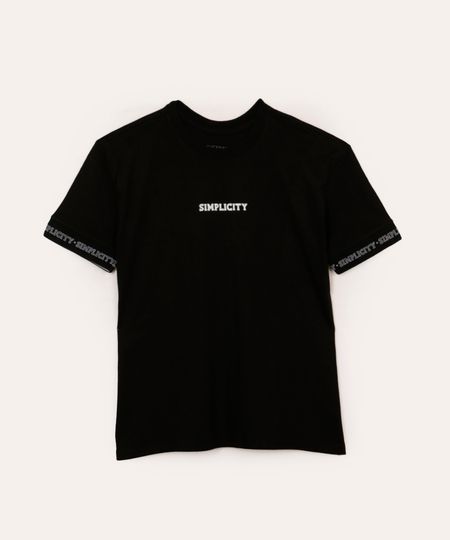 camiseta de algodão juvenil simplicity preta 12