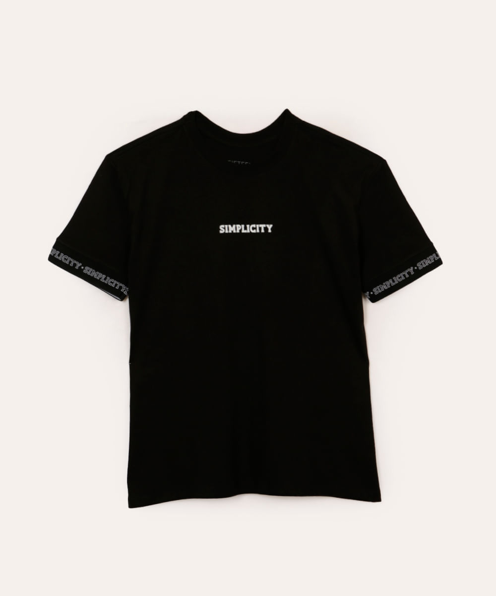 camiseta de algodão juvenil simplicity preta