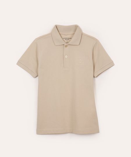 polo de algodão infantil manga curta bege 8 polo de algodão infantil manga curta bege 8