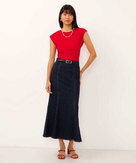 saia sereia jeans cintura super alta azul 34 saia sereia jeans cintura super alta azul 34