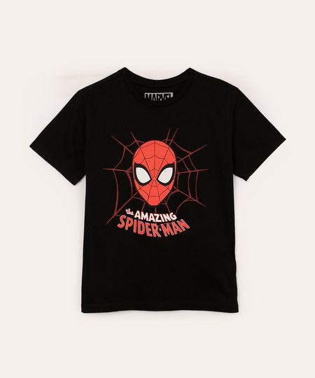 camiseta de algodão infantil homem aranha preto 12
