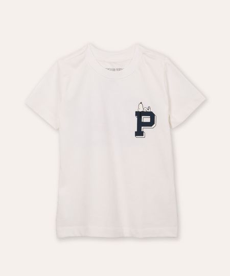 camiseta de algodão infantil snoopy off white 10