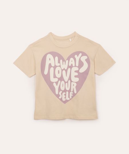 camiseta de algodão infantil oversized coração bege 16
