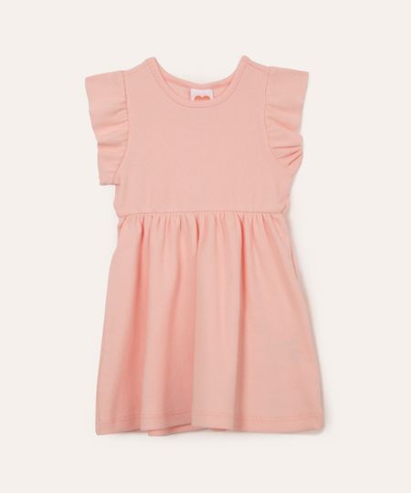 vestido midi infantil com babados rosa 4