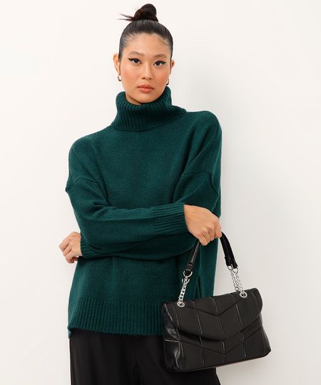 suéter de tricô gola alta verde GG suéter de tricô gola alta verde GG