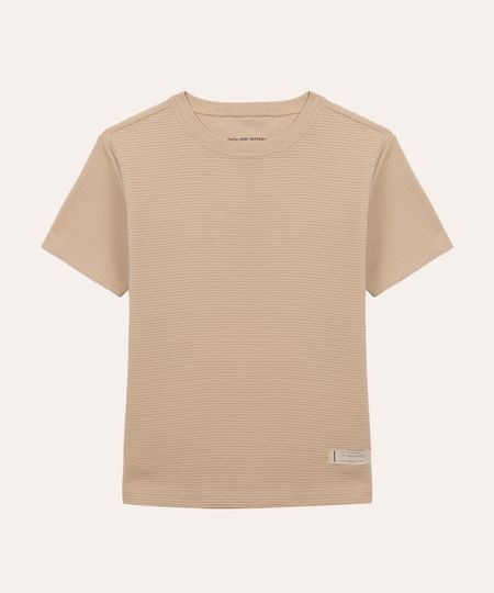 camiseta de algodão infantil texturizada bege 4