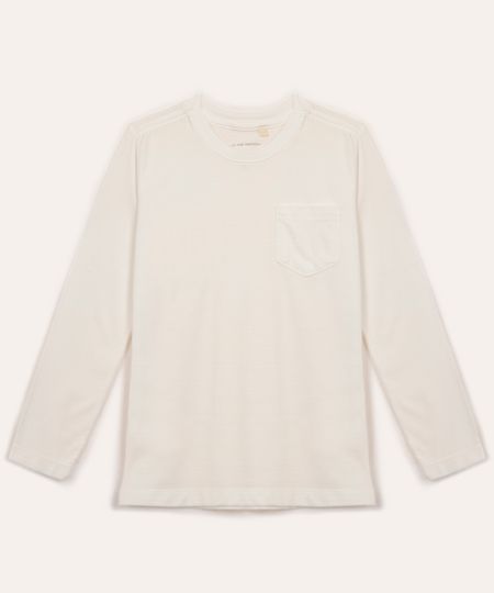 camiseta infantil com bolso manga longa branco 4