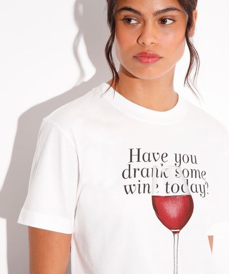 camiseta de algodão have you drank some wine today mindset off white PP