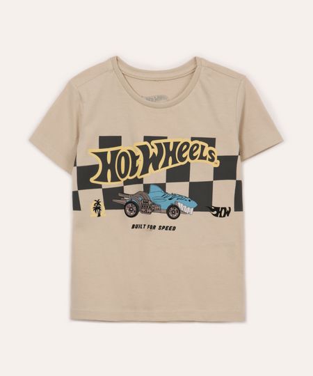 camiseta de algodão infantil hot wheels bege 5 camiseta de algodão infantil hot wheels bege 5
