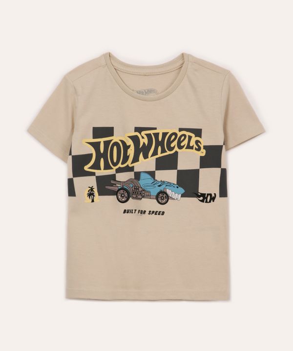 camiseta de algodão infantil hot wheels bege 2
