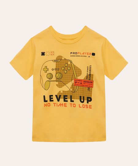 camiseta de algodão infantil game amarelo 4 camiseta de algodão infantil game amarelo 4