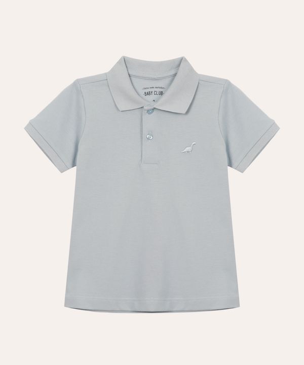 polo de algodão infantil manga curta dinossauro azul 4