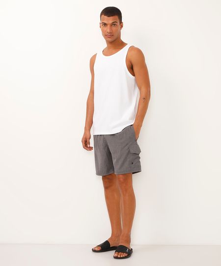 short cós com elástico bolso cargo cinza P