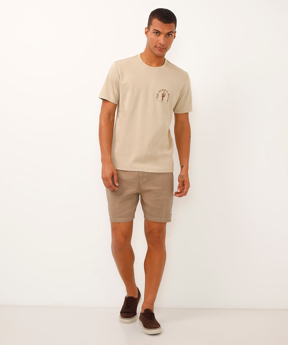 bermuda de sarja com bolsos bege