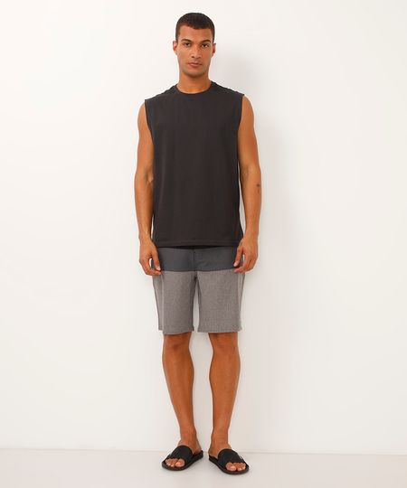bermuda boardshort reta listrada cinza 40