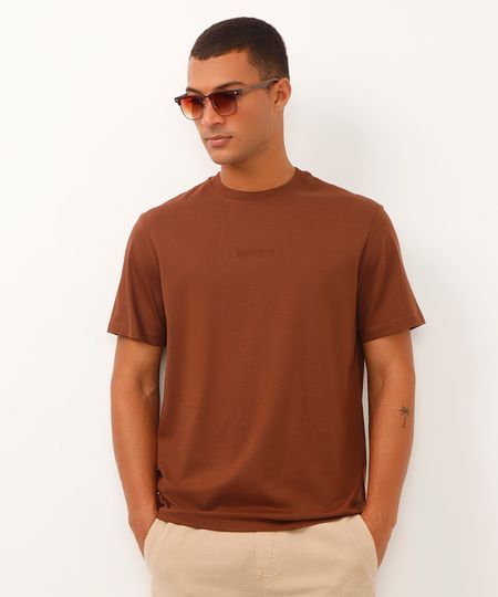camiseta de algodão manga curta nature marrom P