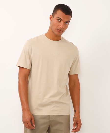 camiseta de algodão manga curta nature bege PP camiseta de algodão manga curta nature bege PP