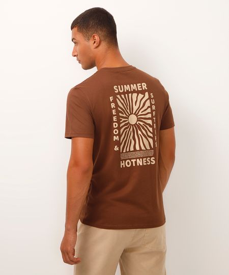 camiseta de algodão manga curta summer marrom PP