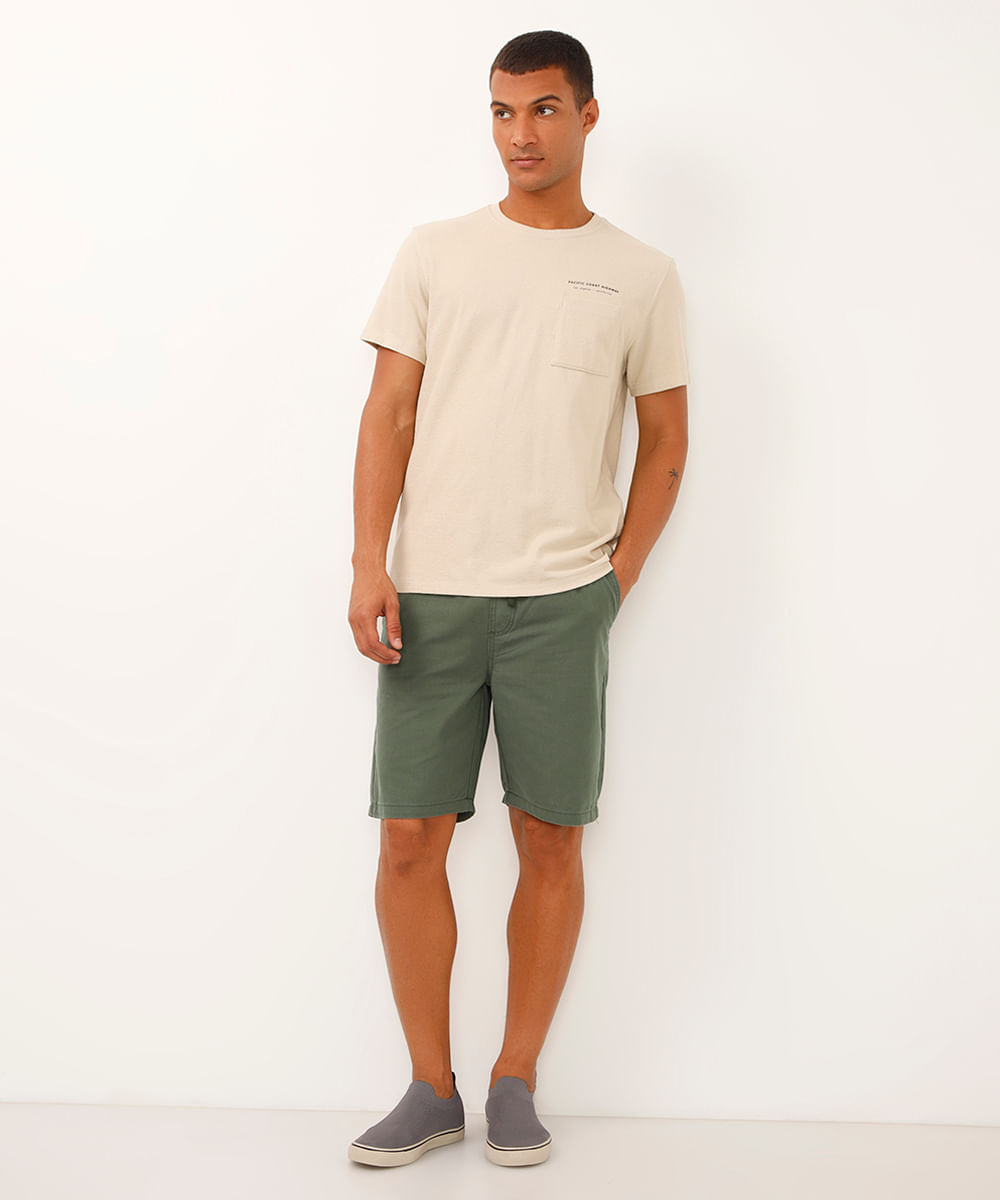 bermuda jogger de sarja texturizada verde