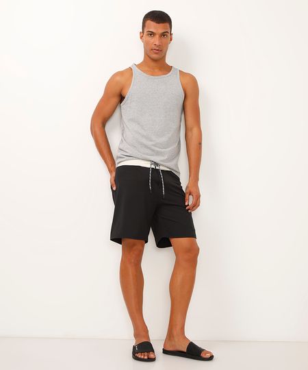 bermuda boardshort bolsos com zíper bicolor preto 38