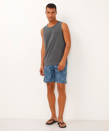 short folhagem com elástico azul P