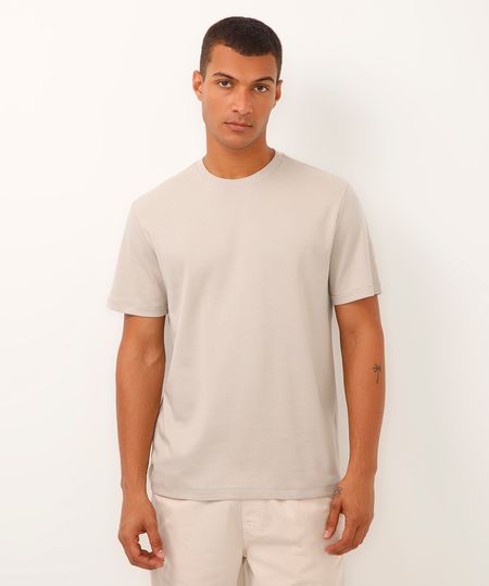 camiseta de algodão peruano bold manga curta cinza M camiseta de algodão peruano bold manga curta cinza M