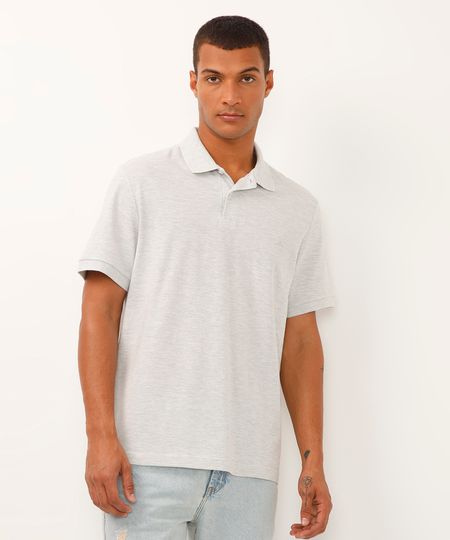 polo básica manga curta - off white mescla P polo básica manga curta - off white mescla P