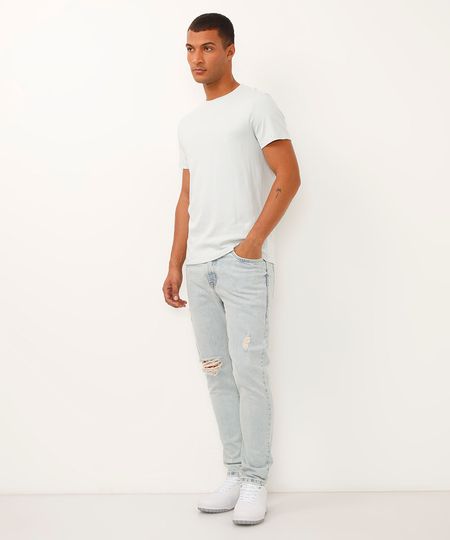 calça carrot jeans destroyed azul 36 calça carrot jeans destroyed azul 36