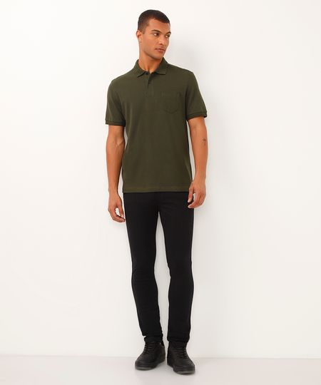 calça skinny de sarja com bolso chino preta 38