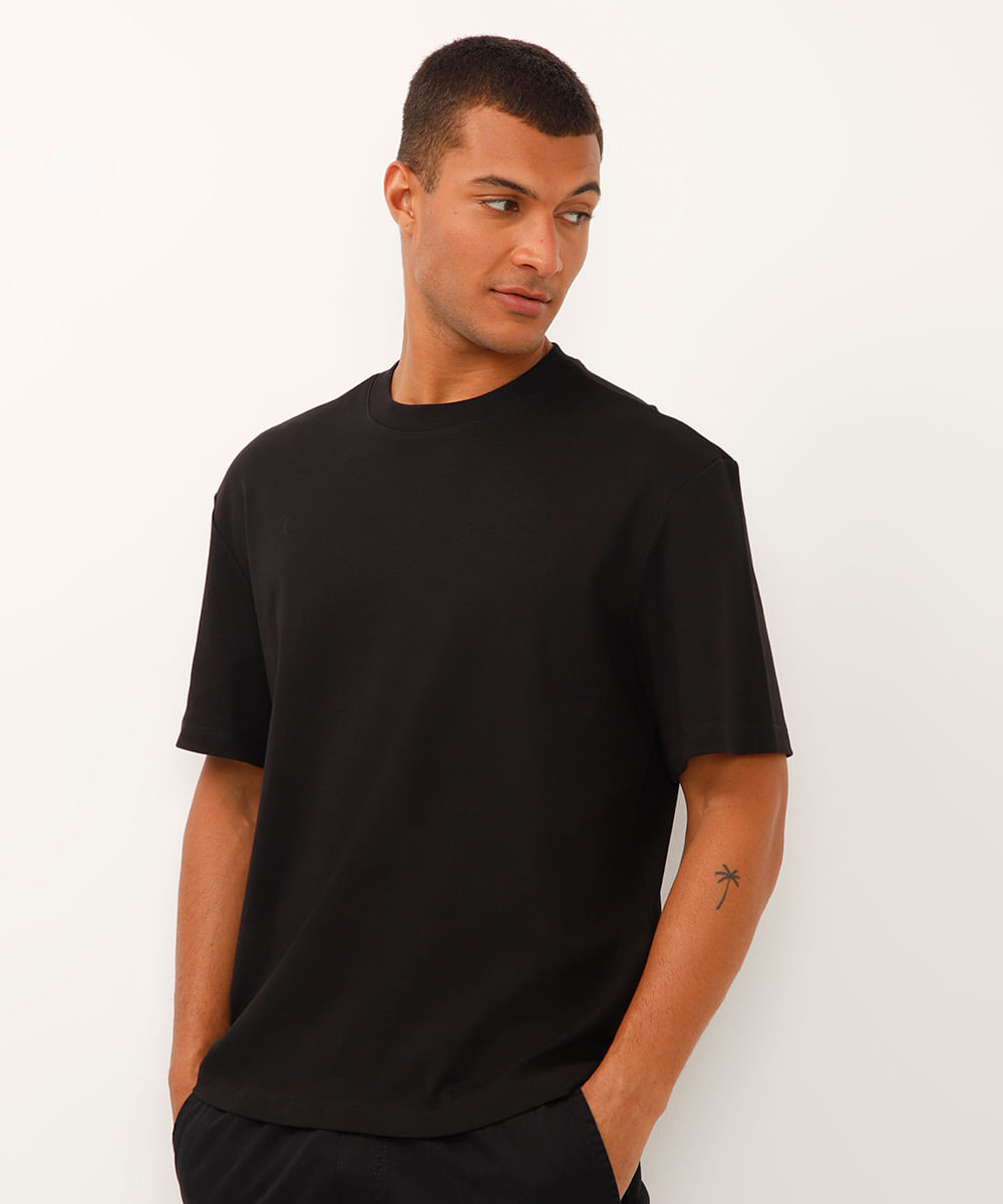 camiseta relaxed de algodão peruano preta