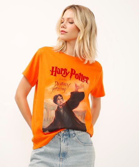 camiseta de algodão harry potter laranja PP camiseta de algodão harry potter laranja PP