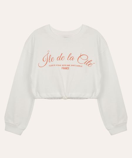 blusa de algodão infantil paris com elástico off white 4