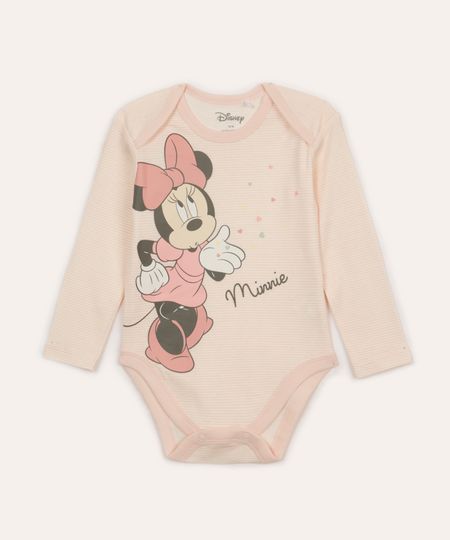 body de algodão infantil minnie off white 3-6