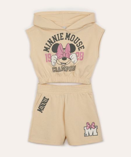 conjunto de moletinho infantil minnie bege 8