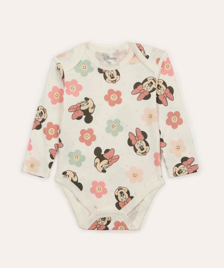 body de algodão infantil minnie off white 3-6
