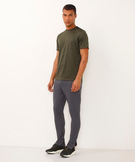 calça slim com recorte elástico e zíper esportiva ace cinza M