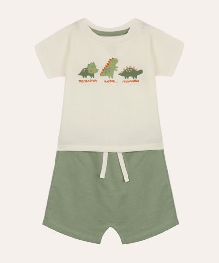 conjunto de algodão infantil dinossauros verde 12-18