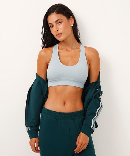 top nadador canelado com bojo removível - azul nuvem P top nadador canelado com bojo removível - azul nuvem P