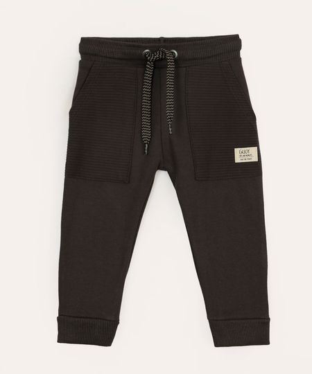 calça infantil de moletom com bolso cinza 1