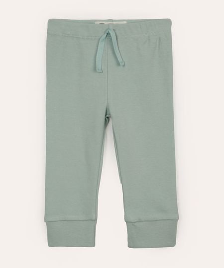 calça de algodão infantil básica verde 12-18