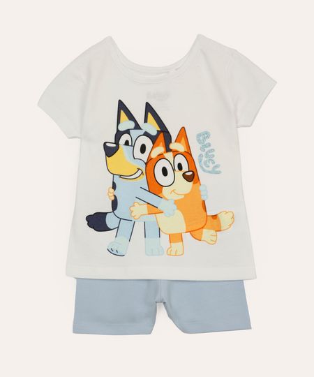 conjunto de algodão infantil bluey off white 1