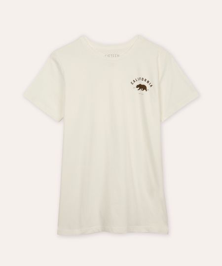 camiseta de algodão juvenil manga curta california off white 12 camiseta de algodão juvenil manga curta california off white 12