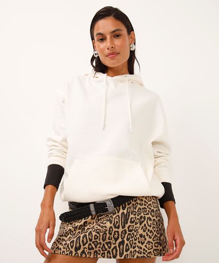 blusão oversized de moletom com capuz off white PP