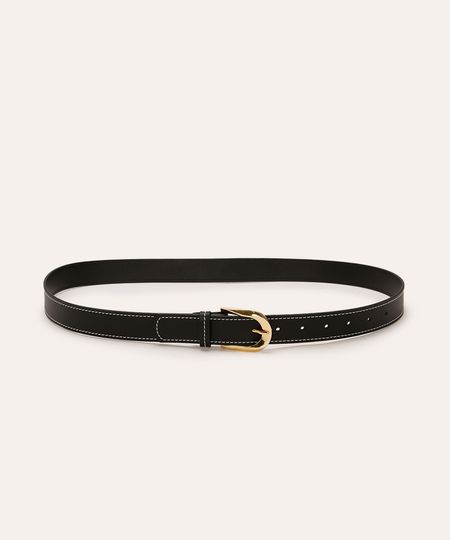 cinto pespontado com fivela preto 105CM